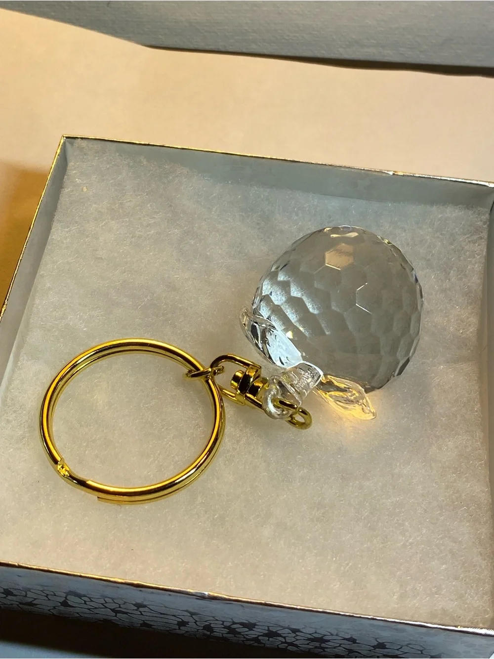 Crystal Cut Glass Apple Golden KeyChain